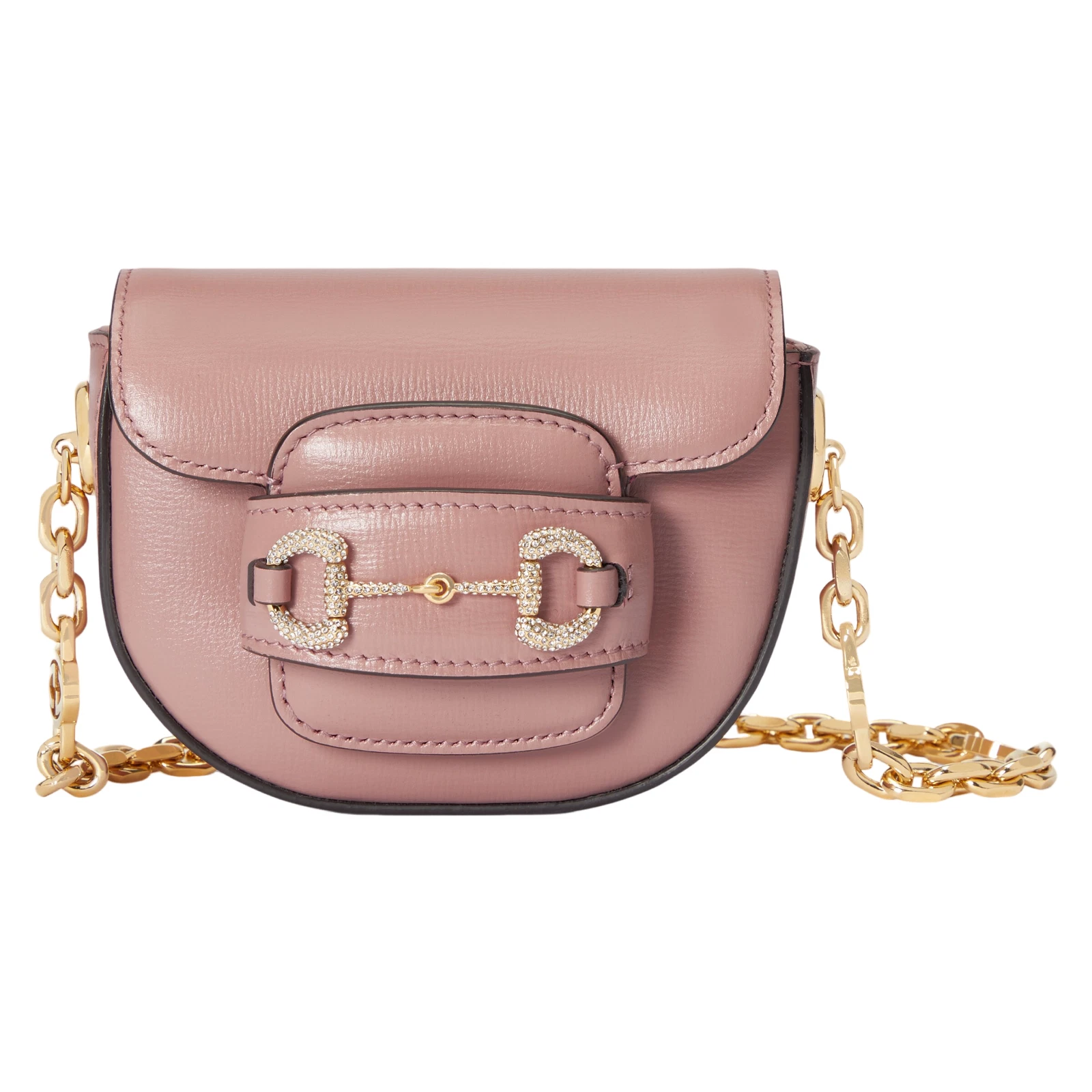 Mini sac ceinture GUCCI Horsebit 1955 cuir rose cristal quincaillerie neuf/authentique