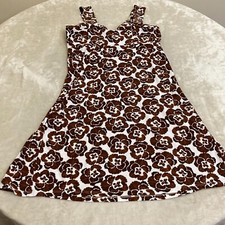 Nine West Womens Brown Floral Padded V Neck Wide Strap Shift Dress Size 6