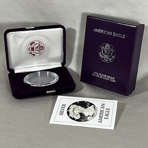 1986 S American Silver Eagle Proof OGP US Mint Capsule Case COA Box - No Coin