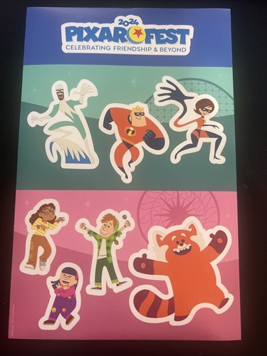 Disney Pixar Fest Stickers 2024 - Incredibles, Toy Story, Inside Out, Coco
