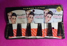 Vintage 1950's Bobby Pins on Card Gayla Black Rubber Tipped