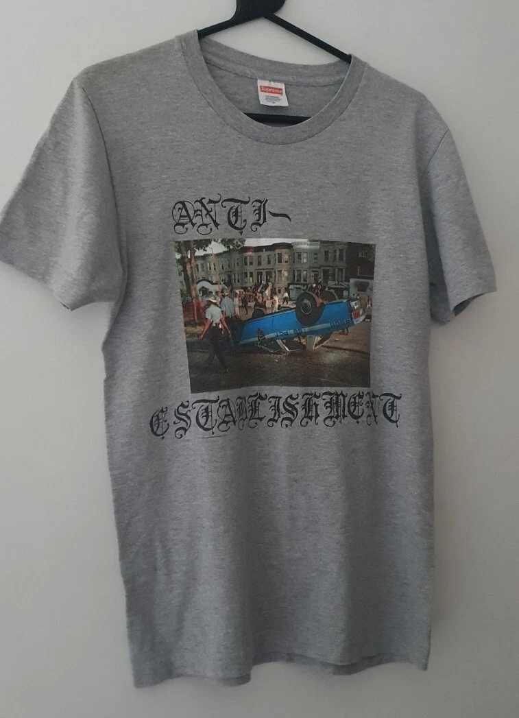 FW13 Supreme Anti Establishment Gris T Shirt TAILLE S T Shirt Vintage 2013 Rare