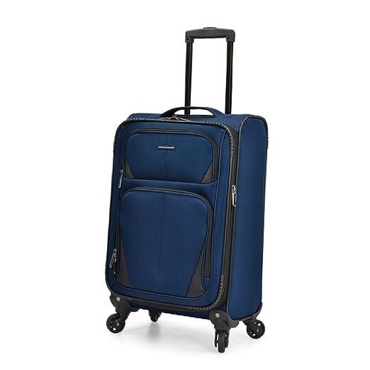  Aviron Bay Expandable Softside Luggage with Spinner Carry-on 22-Inch Navy