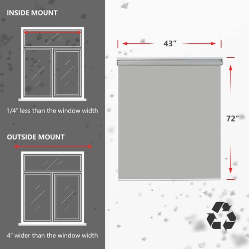 SEEYE Cordless Blackout Roller Shades Window Blinds Privacy Waterproof Therma... - Picture 4 of 7