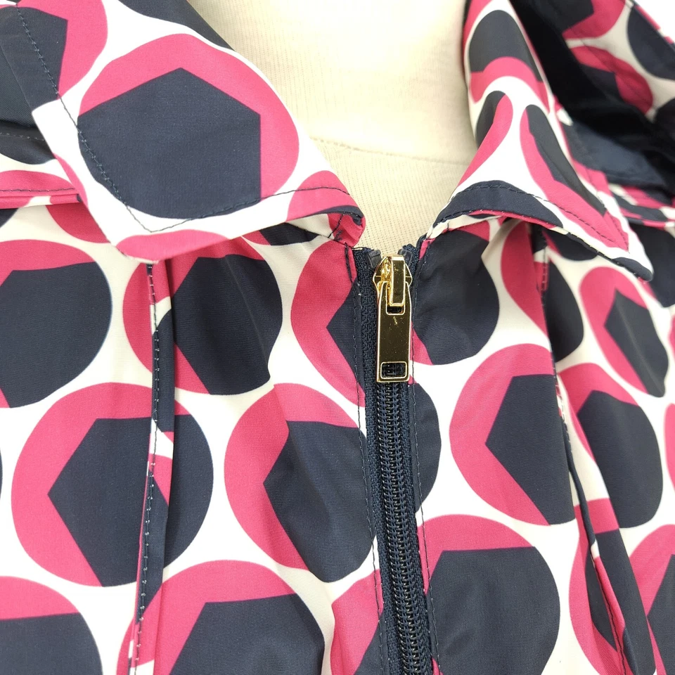 Charter Club Anorak Jacket Blue Pink Polka Dot Zip Up Water Resistant NWT Large - Image 4 of 4