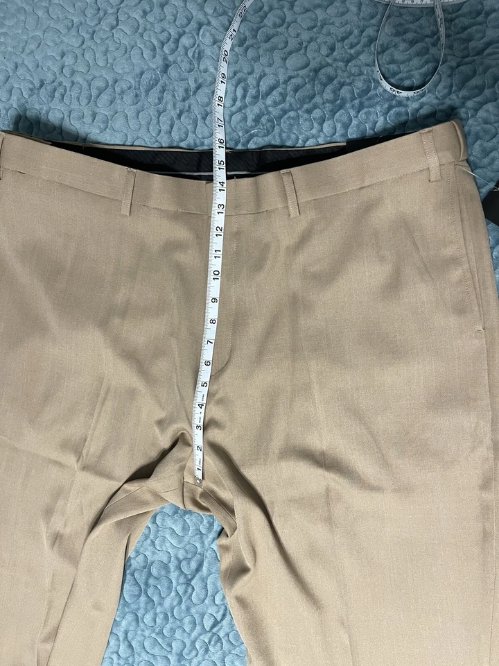 Nuevo con etiquetas Pantalones de vestir para hombre Botany 500 talla 44 M tostado frente plano 4 bolsillos polietileno Foto 2 de 4