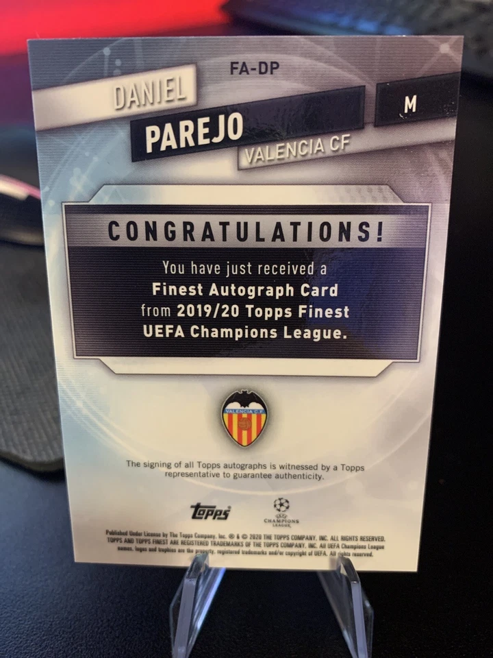 DANIEL PAREJO AUTO 11/50 - 2020 Topps Finest UEFA Champions League FA-DP Soccer - Image 2 of 2