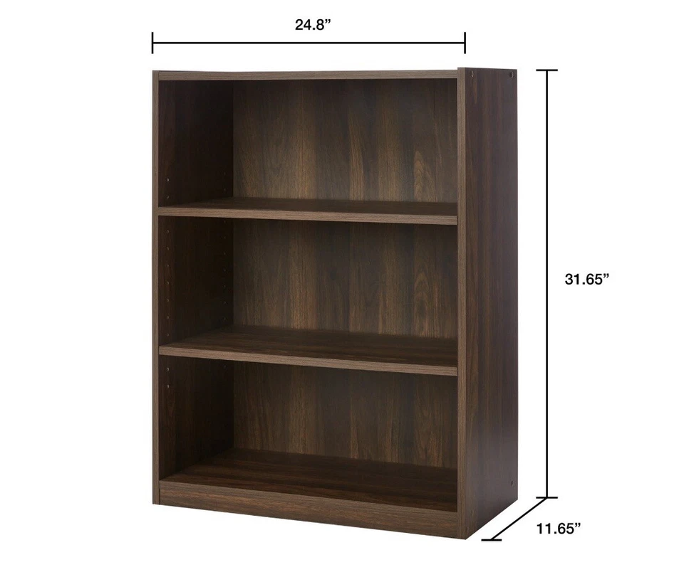 Mainstays 3-Shelf Bookcase with Adjustable Shelves, Canyon Walnut FREE SHIPPING - Image 2 of 3