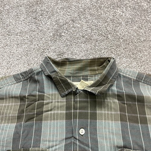 Banana Republic Button Up Shirt Mens Large Gray Green Plaid Vintage Long Sleeve - Picture 2 of 8