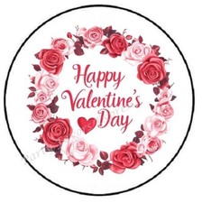 HAPPY VALENTINES DAY ROSE WREATH ENVELOPE SEALS LABELS STICKERS PARTY FAVORS