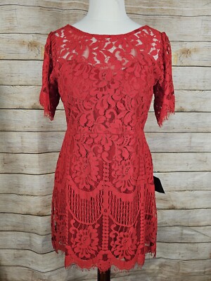 Lulus NWT Red Lace Lined Dress Size Xlarge 