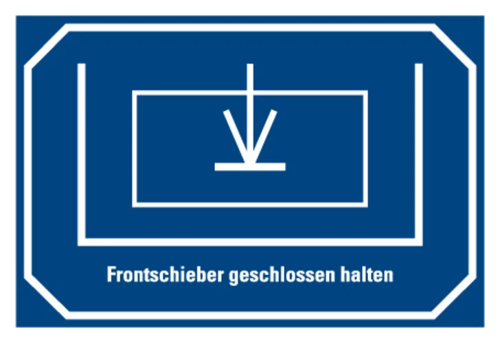 MBS-SIGNS® Aufkleber Hinweis„Frontschieber geschlossen halten“ Schild Folie | Größe wählbar