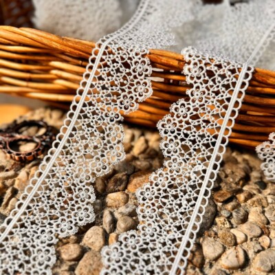 Lace Trim, Venice White Crochet Ribbon with Scalloped Edge 2 inches width