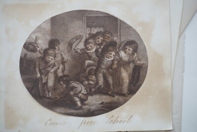 Francesco BARTOLOZZI (1728-1815) GRAVUR SEPIA 19. MEDAILLON CHILDINA SPIELE