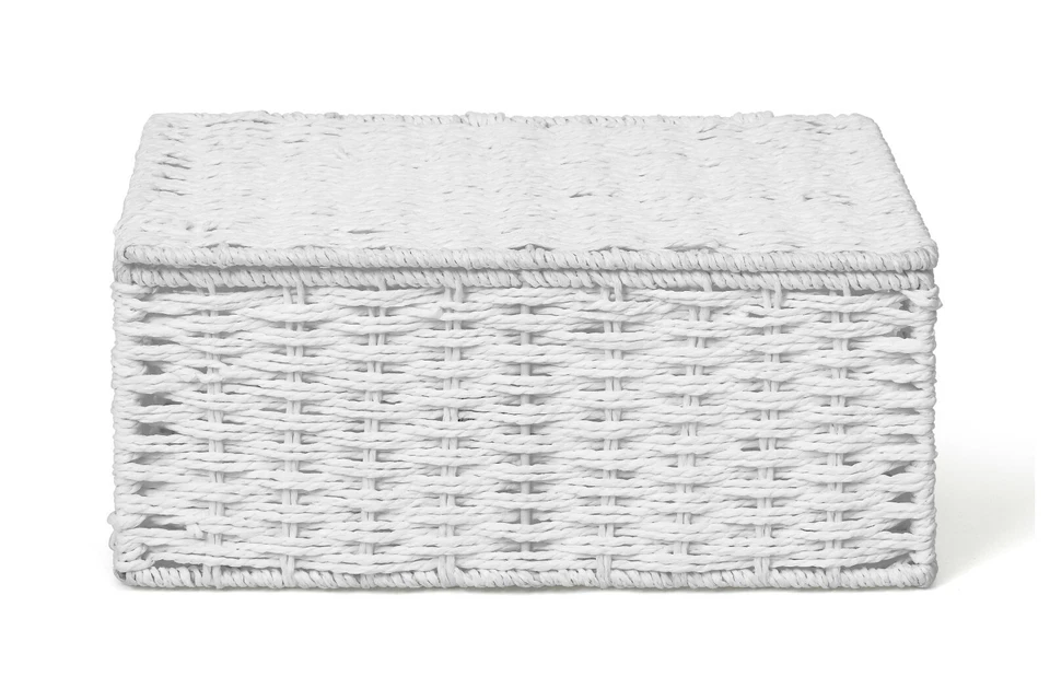 Arpan Hamper Storage Basket Box White Medium Paper Rope Box With Lid - Image 4 of 4