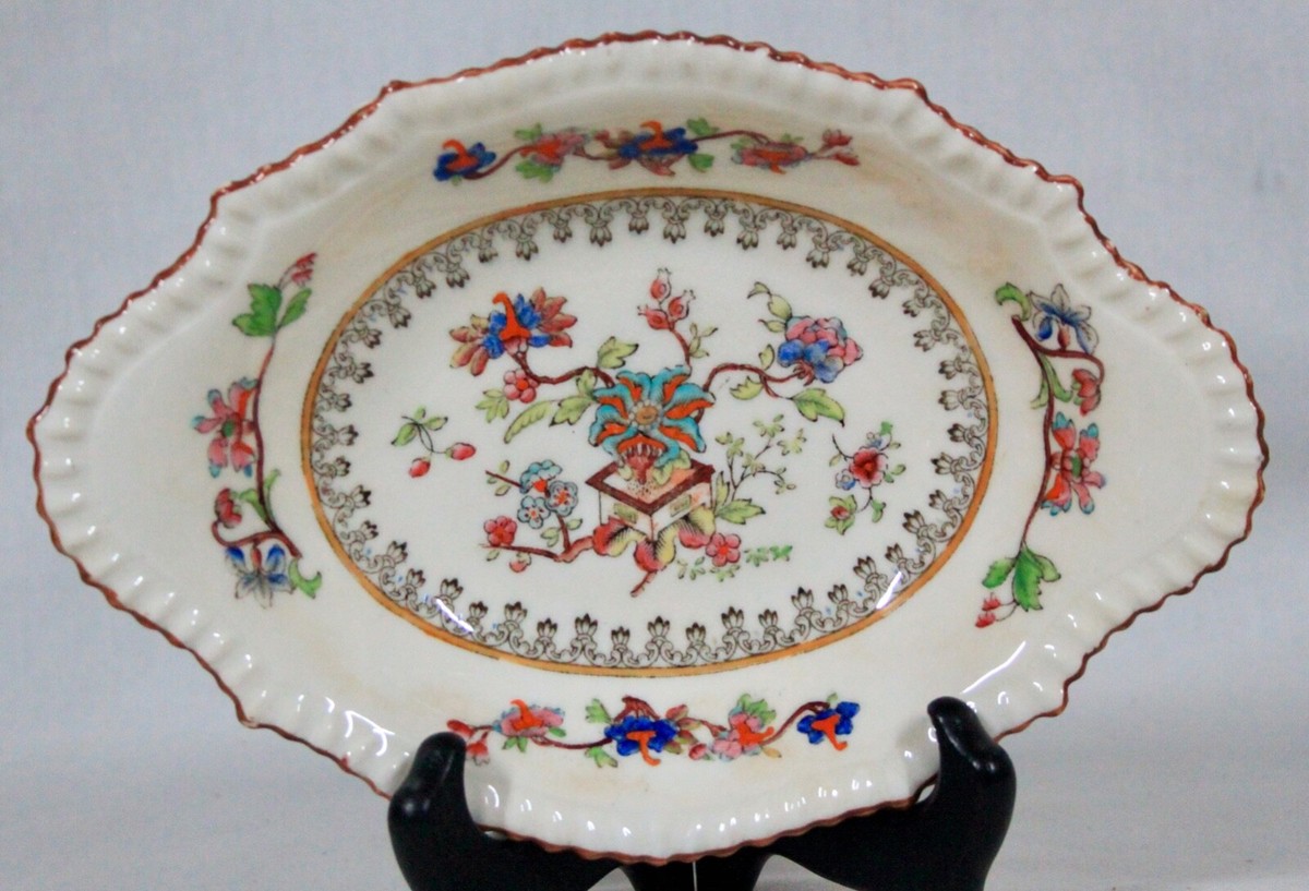 RARE! ANTIQUE ENGLAND COALPORT A.D. 1750 FLOWER POT BEADED RIM