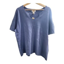 Talbots Blue Short Sleeve Sweater Pullover 3X NWT