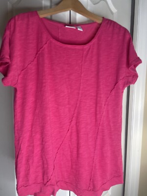 Chicos Weekend Shirt Short Sleeve Hot Pink Size 0