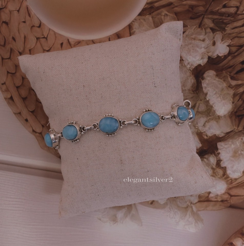 Larimar Bracelet925Sterling SilverGemstone BraceletNatural Gemstone