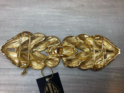 Gay Boyer Vintage Gold Tone Twin Leaf Interlocking Belt  display picture 3