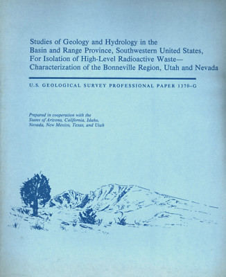 USGA 1370-G HIGH LEVEL RADIOACTIVE WASTE BONNEVILLE REGION UTAH AND NEVADA