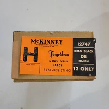 12PC- Vintage Mckinney Forged Iron 3/8" Offset Latch Cabinet Hardware -Black