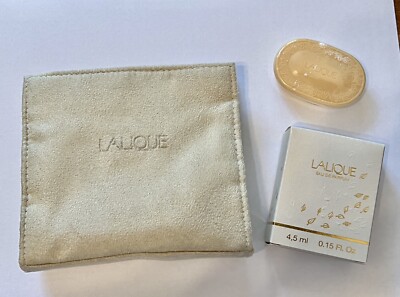 Lalique Parfum Perfume Miniature .15 Fl Oz 4.5ml w/ soap & suede travel case