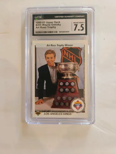 🔥🇺🇸Wayne Gretzky 1990-91 Upper Deck #205 Art Ross Trophy Los Angeles CGC 7.5✅