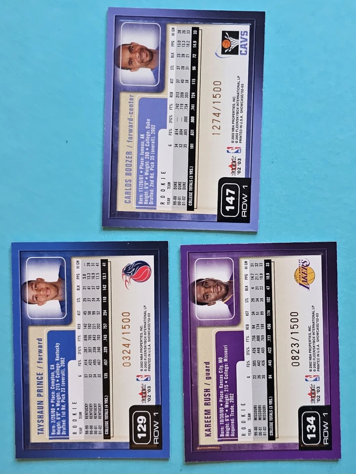 CT/3 Fleer SSP Novato Carlos Boozer Kareem Rush Tayshaun Prince 2002/03 Foto 3 de 4