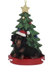 Dachshund With Plastic, Christmas Tree Ornament For Personalization