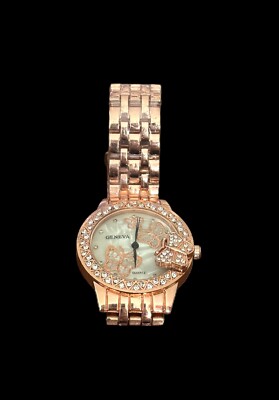 Geneva Woman's  Watch- 3D butterfly- rose gold color band- white round face