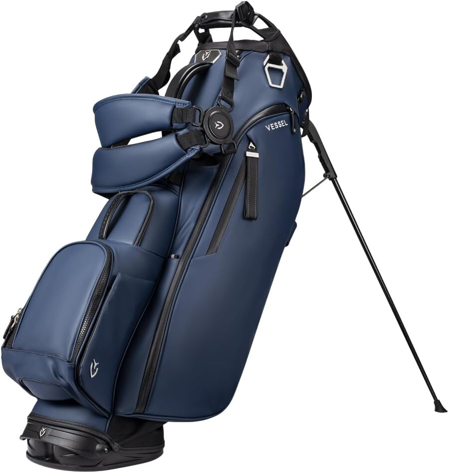 Мужская сумка VESSEL Golf Caddy Bag PLAYER 5.0 с двойным ремешком 8, 5x47 дюймов 3,8 кг темно-синего цвета