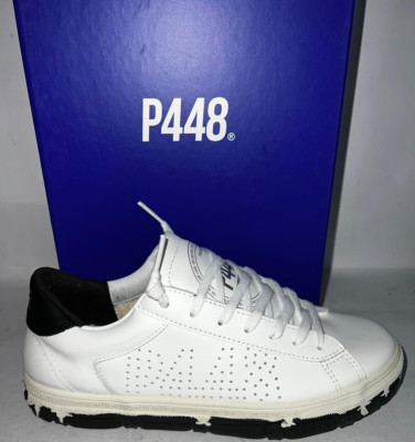 P448 Sportschuhe Niedrig aus Leder Frau Far. Weiß/Schwarz Größe Eu 36 MF-P48005