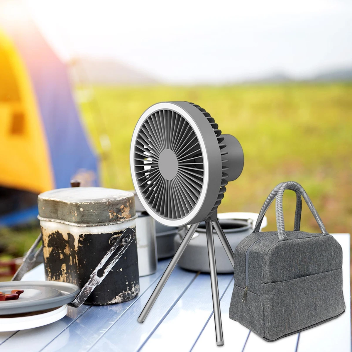 Rechargeable emergency light with cheap fan