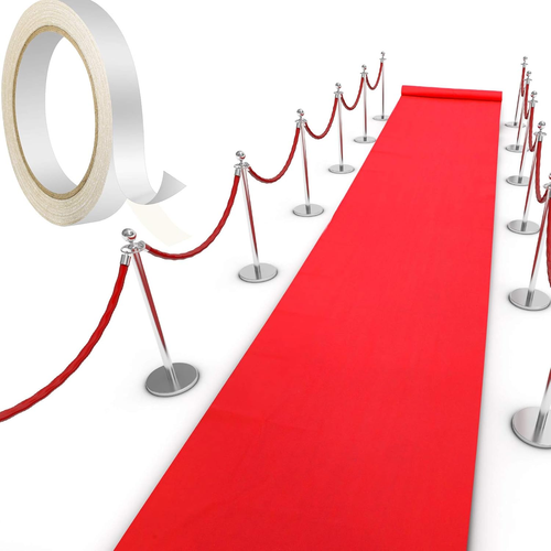 Red Carpet Runner Rug 2.6 X 30 Feet with 1 Piece Carpet Tape for Events - 第 1/12 張圖片
