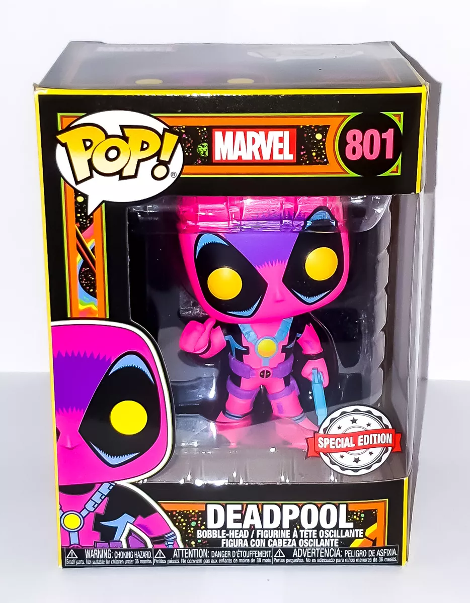 Marvel Blacklight Deadpool SE Funko Pop Bobble-Head 801 Very Minor Damage