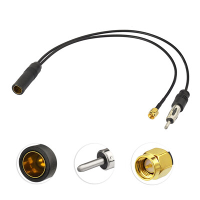 FM/AM DAB + Car Radio Active Antenna Aerial Splitter Adapter Cable SMA Converter