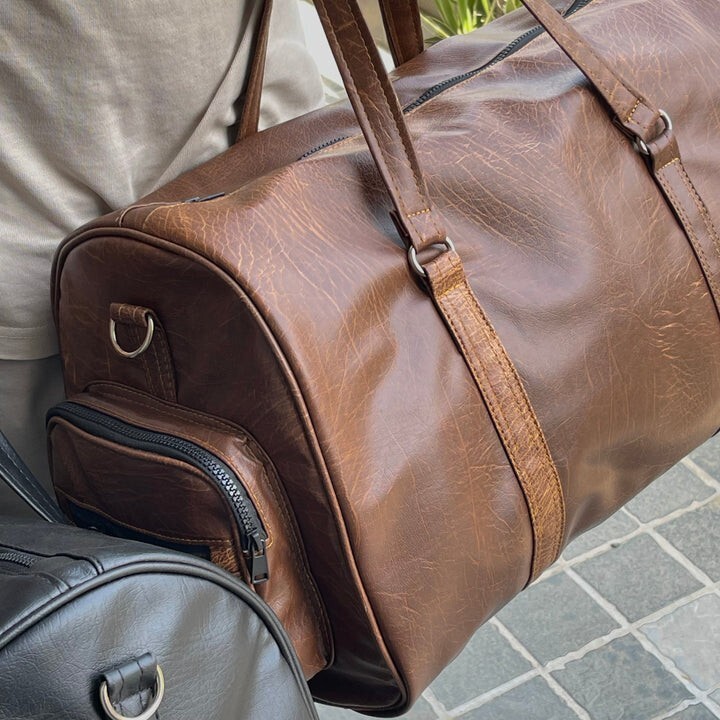 PREMIUM LEATHER DUFFLE BAG + FREE CROSS-BODY BAG + Gym Bags Waterproof Overnight