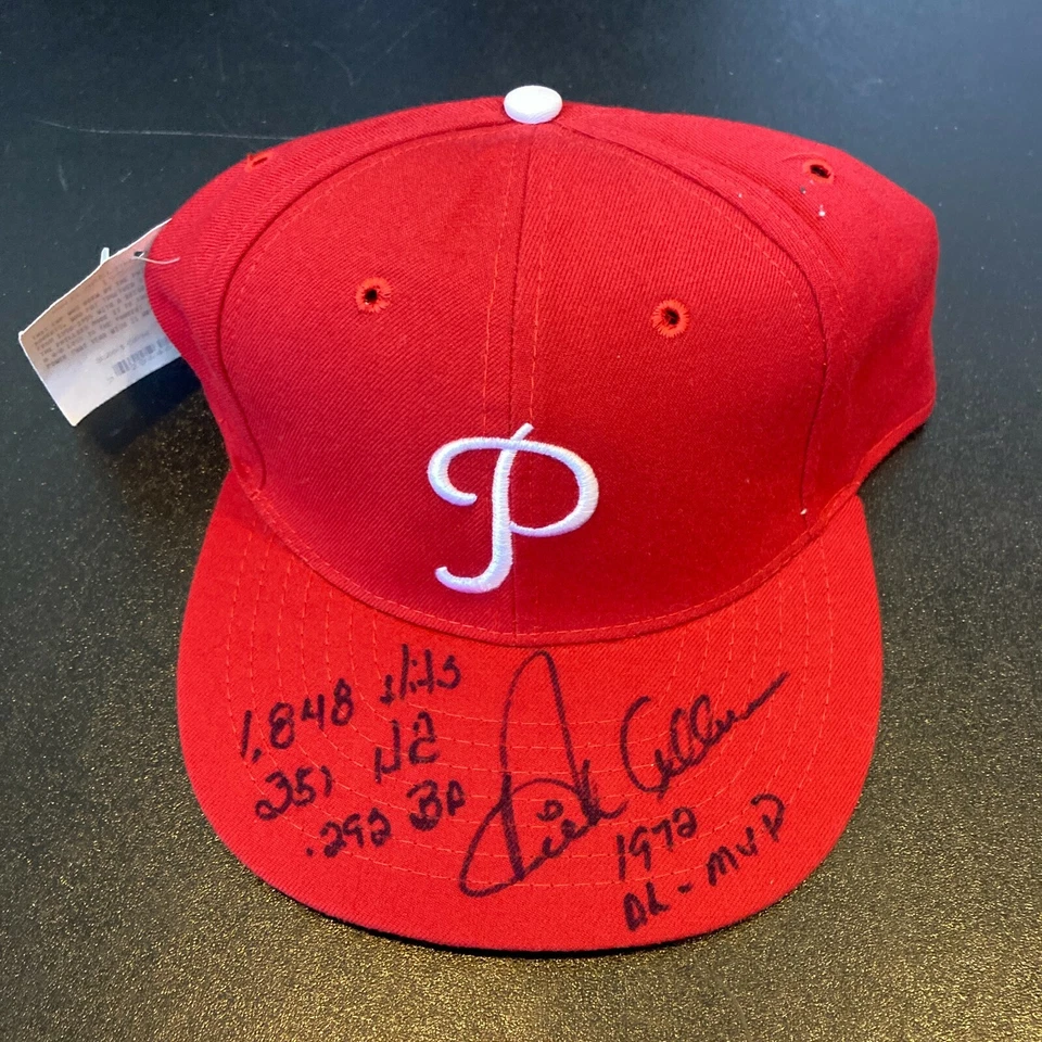 Dick Allen Signed Heavily Inscribed STATS Philadelphia Phillies Hat JSA COA - Image 2 of 4