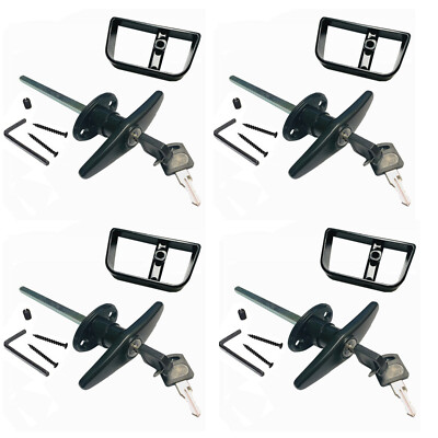 4 SETS 6'' BlackT Handle Door Lock Replacement shed gate WHOLE SET 1800