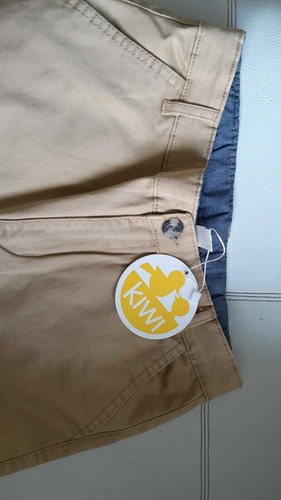 Kiwi Kids Boys Cuffed Chino Shorts Casual Youth Size 16 Khaki Flat Front New - Picture 5 of 7