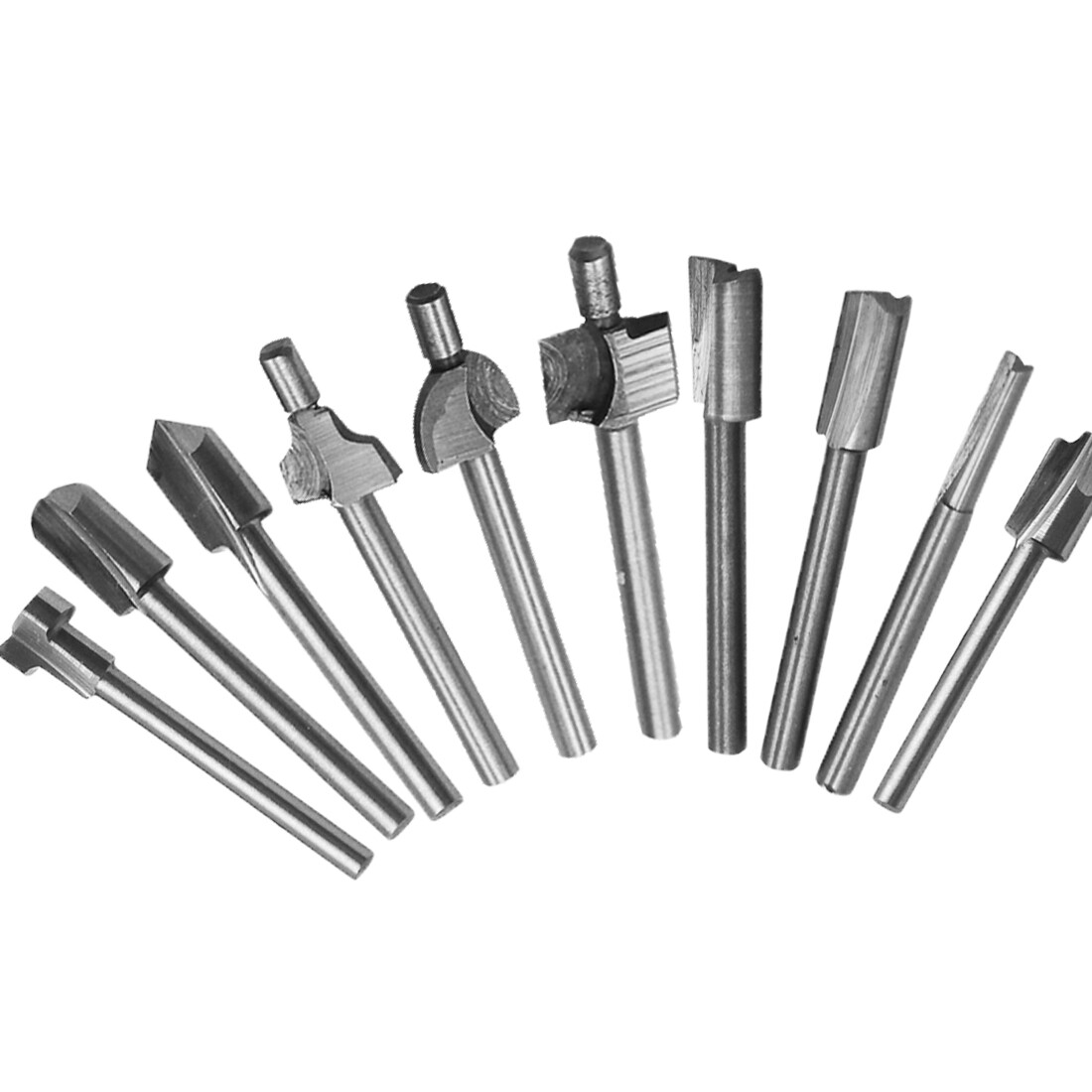 10Pcs Multi Tool HSS Router Drill Bit for Dremel Rotary Tool Set 1/8