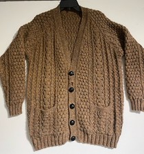 Hand Knit Vintage Fisherman Cable Cardigan NEEDS MENDING Grandpa Campus Heritage