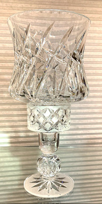 Julia Poland Hurricane Shade Globe Cut Lead Crystal Candlestick Holder