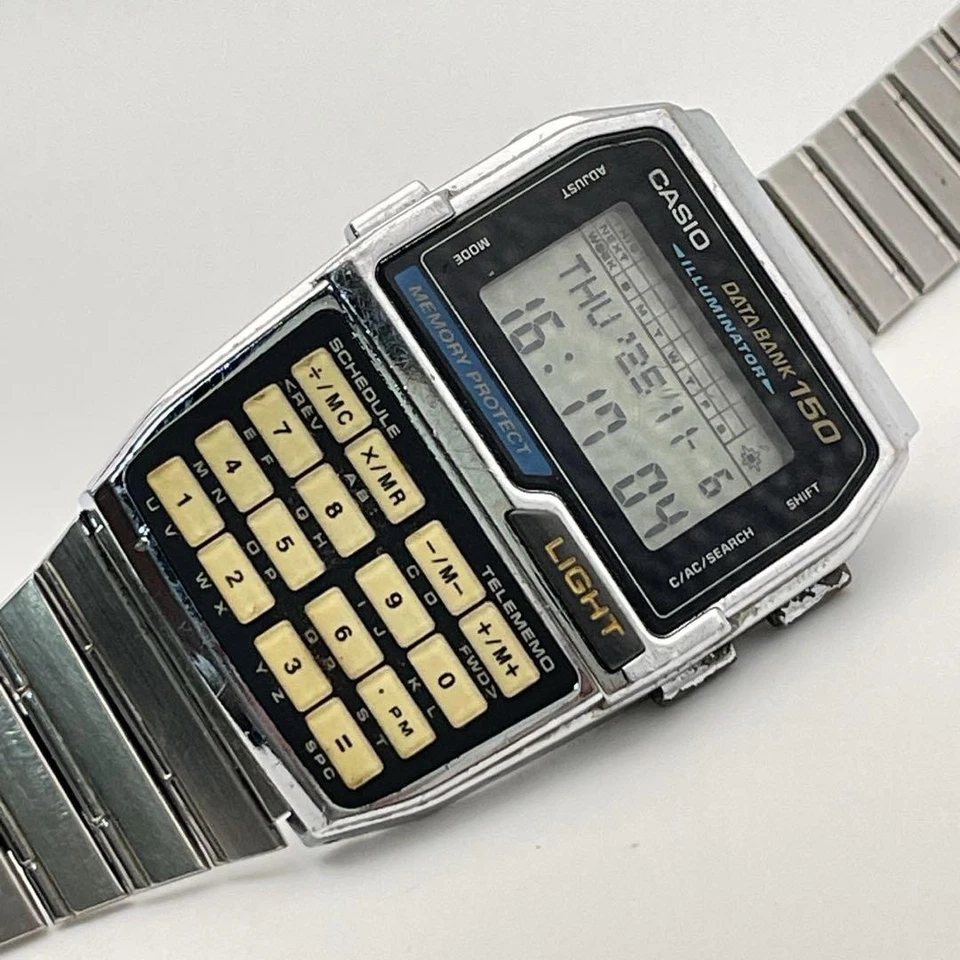 Reloj Casio Data Bank DBC 1500 Vintage y2k Digital Acero Inoxidable Hombre Foto 4 de 4