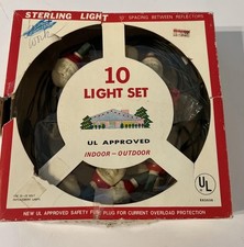 Vintage Plastic SANTA CLAUS Head CHRISTMAS 10 Light Single String Set