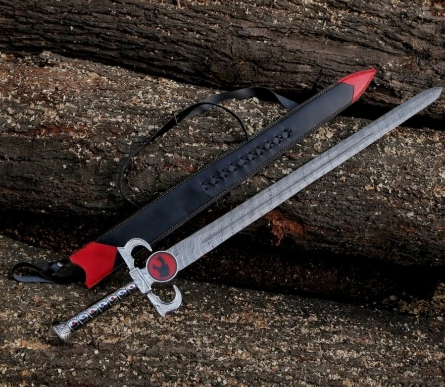 Réplica única espada de presagios Thundercat Lionio hoja de acero damasco forjada a mano Foto 3 de 4