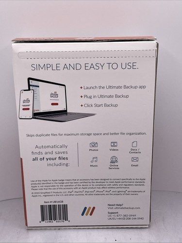 NEW Ultimate Backup 4-in-1 File Backup Storage 16GB For Apple & Android Phones - Picture 2 of 2