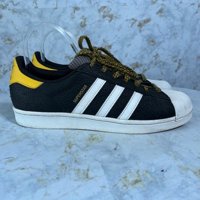 Adidas Superstar Mens Size 9 Shoes Black Yellow White Athletic Low Top Sneakers