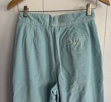 1980  s Vintage Baby Blue Corduroy Hi-Rise Pants Pleated Front Tapered Leg